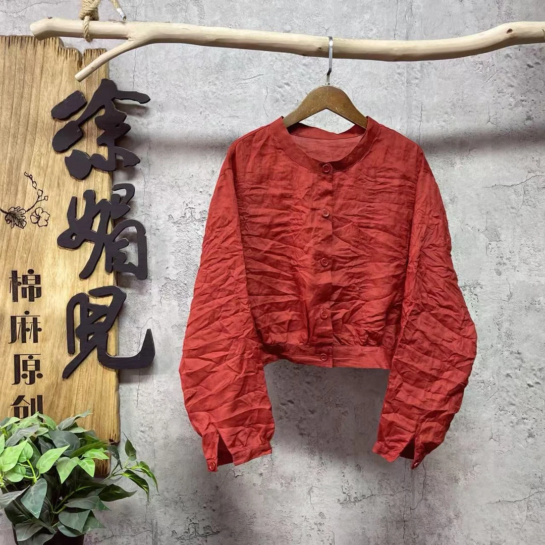 媚儿~夏季新款高定苎麻纯色百搭防晒棒球服（衣长47）