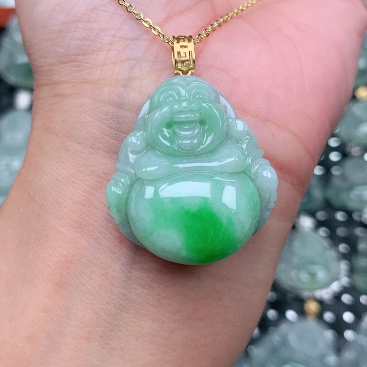吊坠(不含链)18K金镶嵌翡翠
