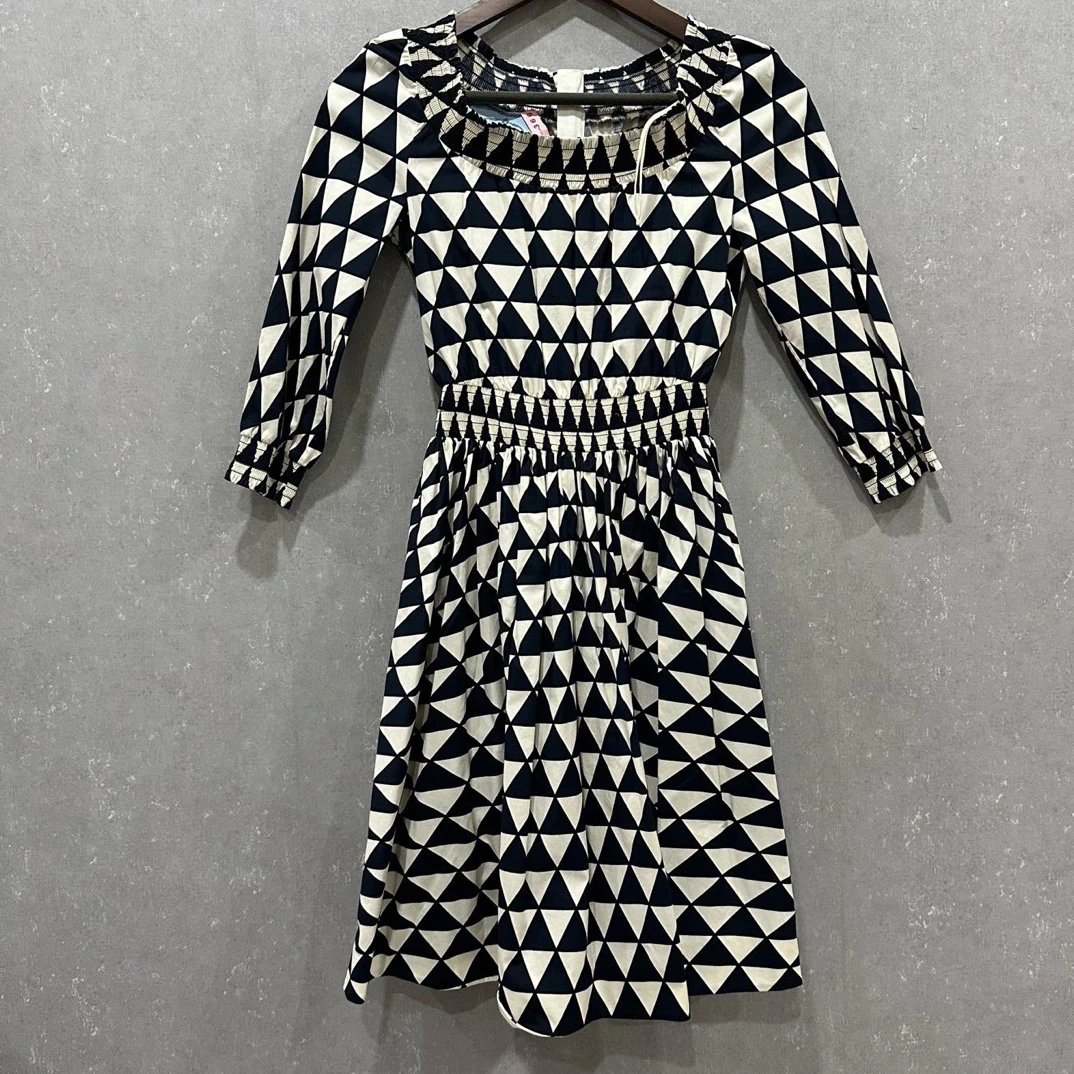 99新 Prada/普拉达 蓝白拼色几何图形连衣裙 38码005893