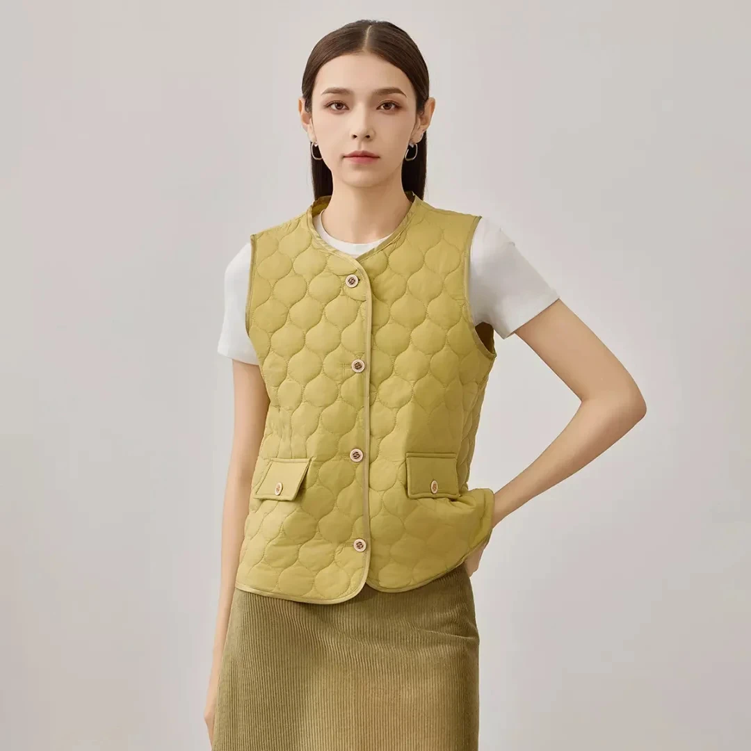 M9903韩系简约立体压花设计轻薄锦纶保暖马甲秋冬款女士内搭薄款