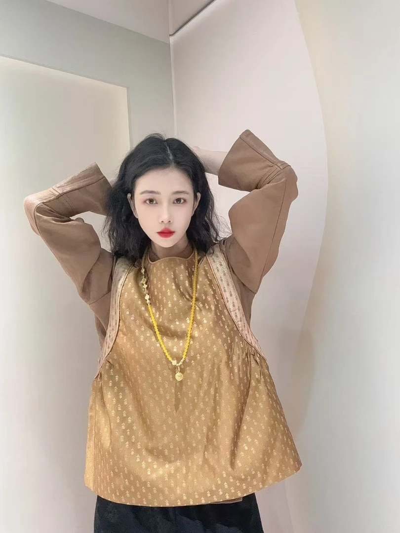 九月 七彩小花  新款新中式显瘦国风气宋锦式复古马甲