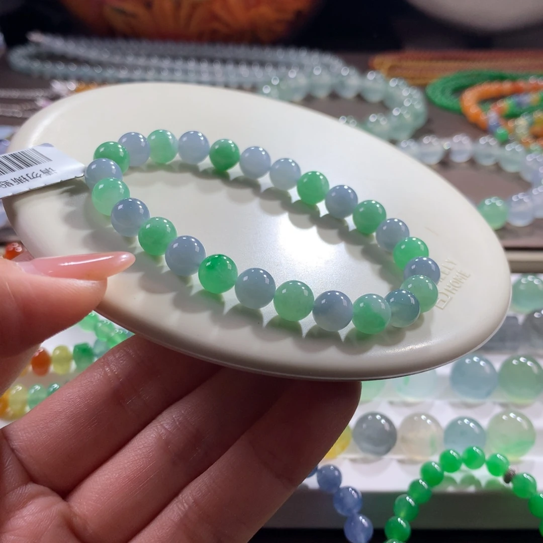 翡翠未镶嵌颈饰胶润细腻春彩配色卡7