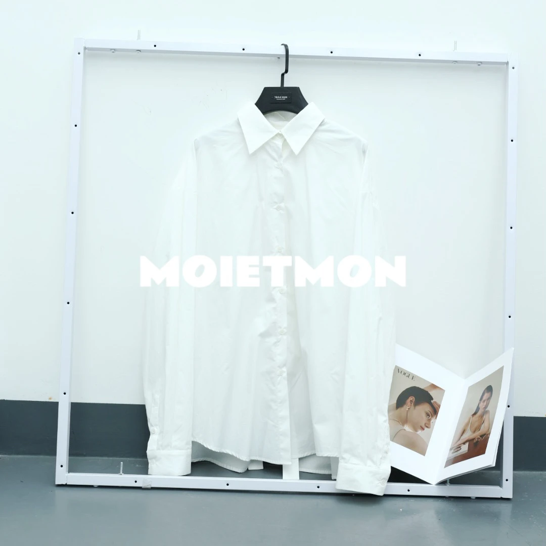 【Moi et mon】春季新款小众时尚休闲纯色衬衣百搭宽松简约衬衫