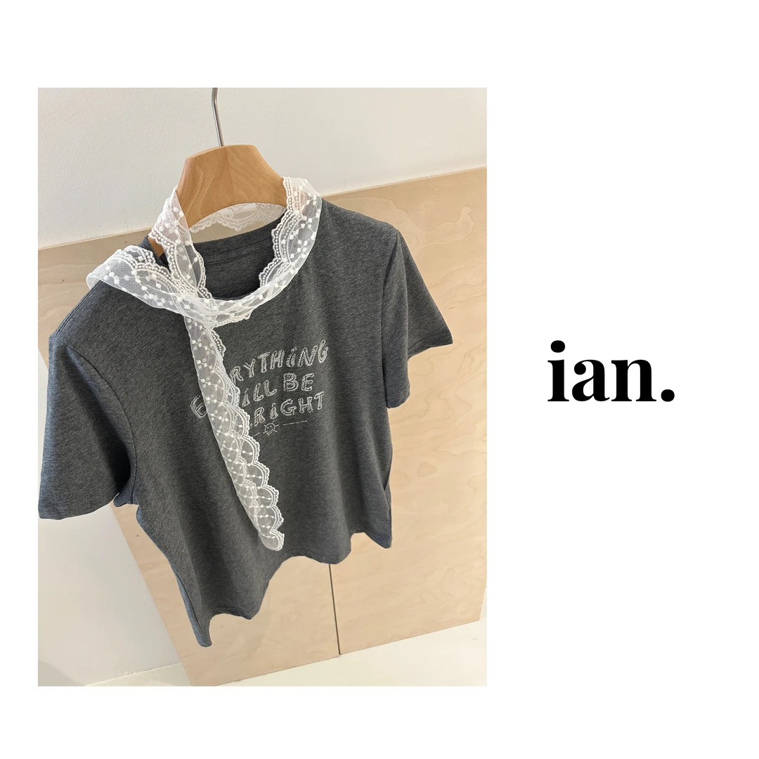 【ian】 「隐秘浪漫」 刺绣字母T恤