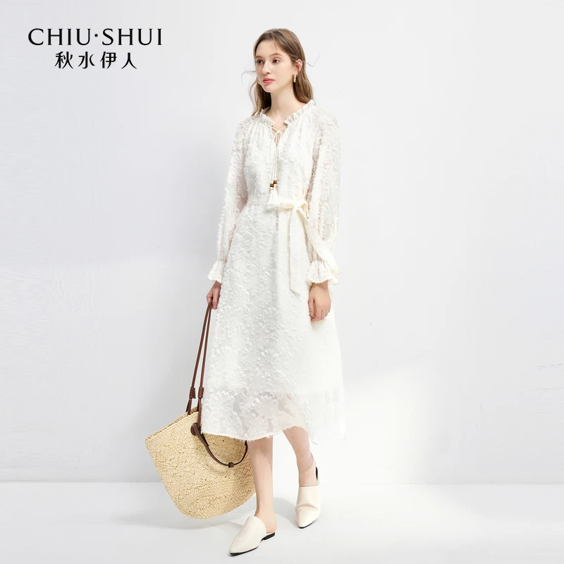 秋水伊人简约连衣裙2025年春季新款通勤显瘦裙子625112B020196