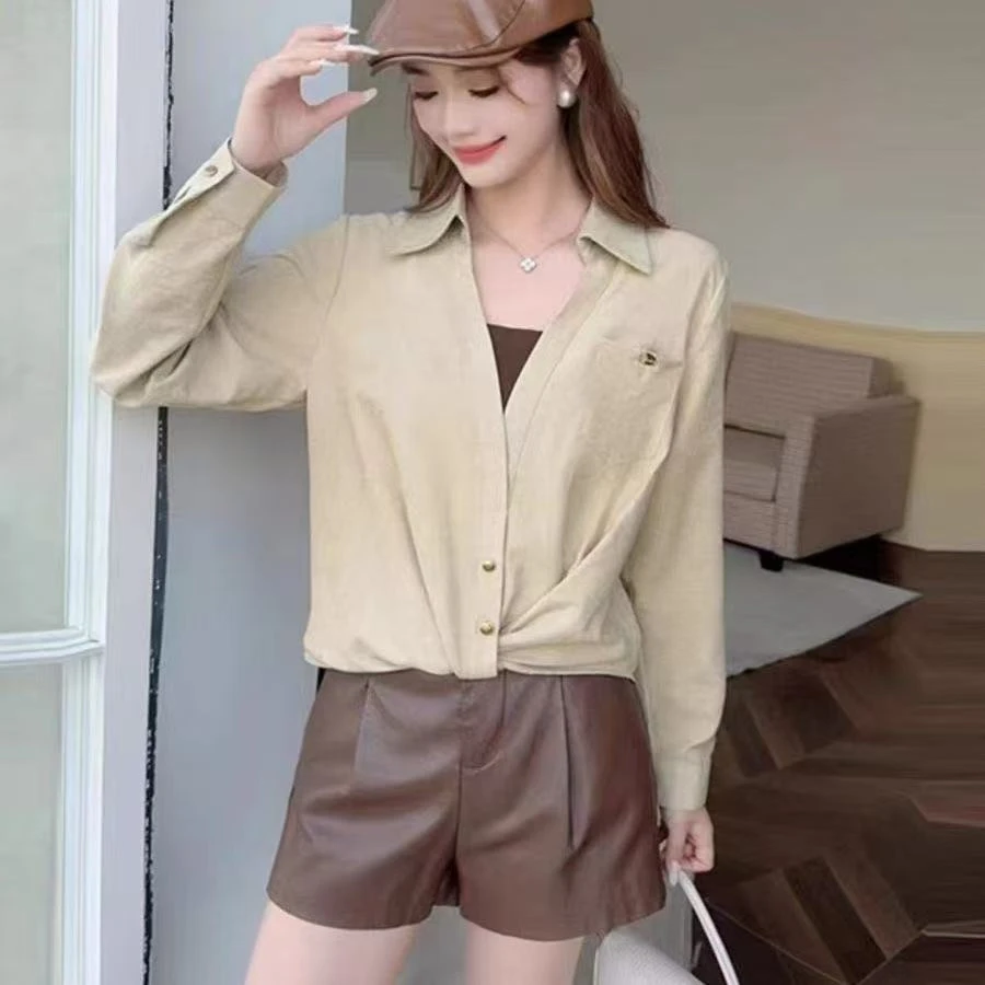 2025新款假两件拼接衬衫女简约大气时尚通勤显瘦气质上衣