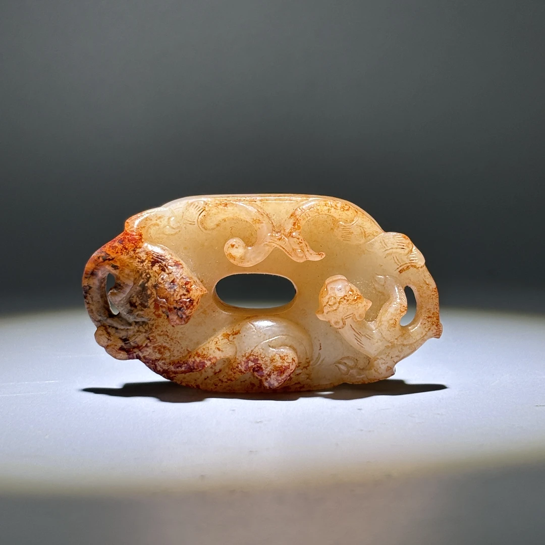 清-古玉螭龙神龙护主玉璧2503120054