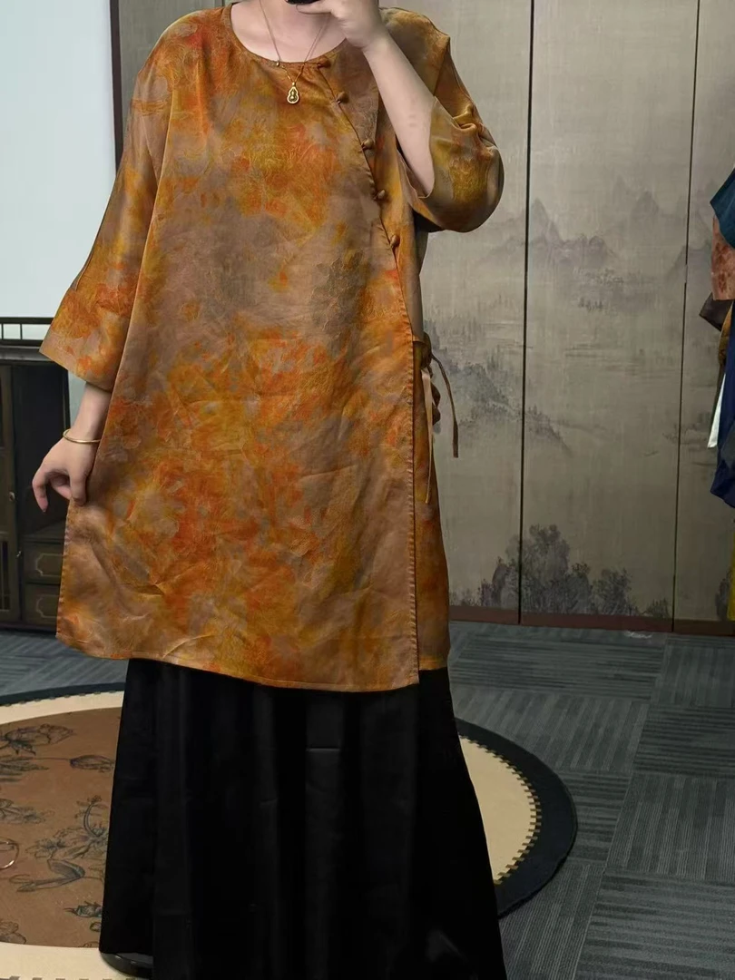 100桑蚕丝！红云纱晚霞裙