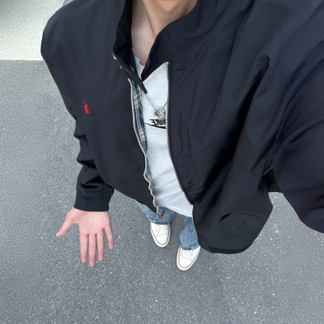 刺绣复古小标夹克男女百搭拉链春秋行政经典款夹克外套战马男装