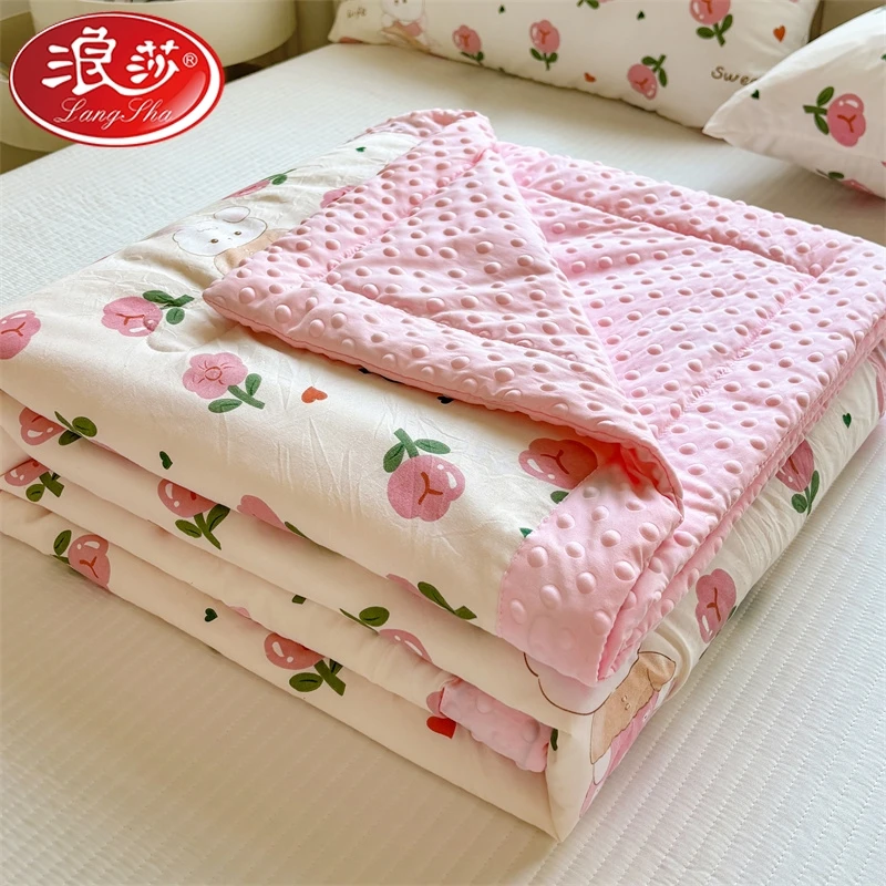冰丝豆豆被夏被空调被芯儿童可亲肤幼儿园夏凉被薄被子可机洗水洗