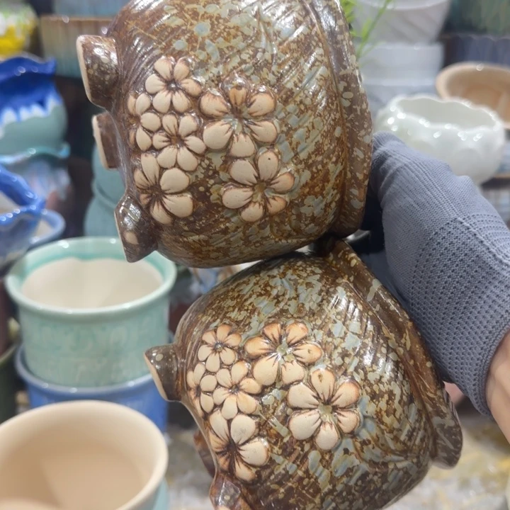 凑9块包邮，有孔，陶瓷花盆