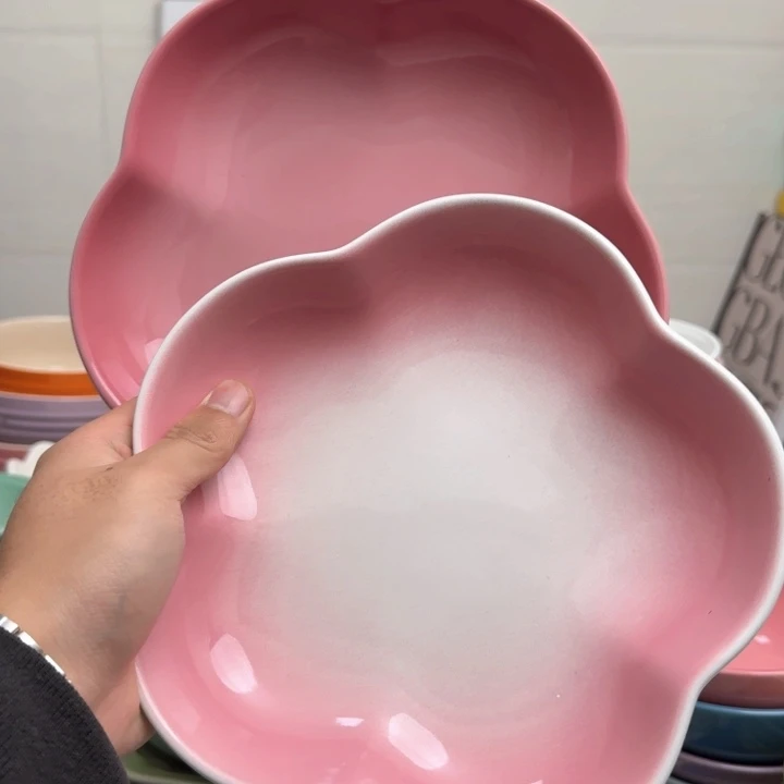 瓷片微瑕2个8英寸花朵深盘