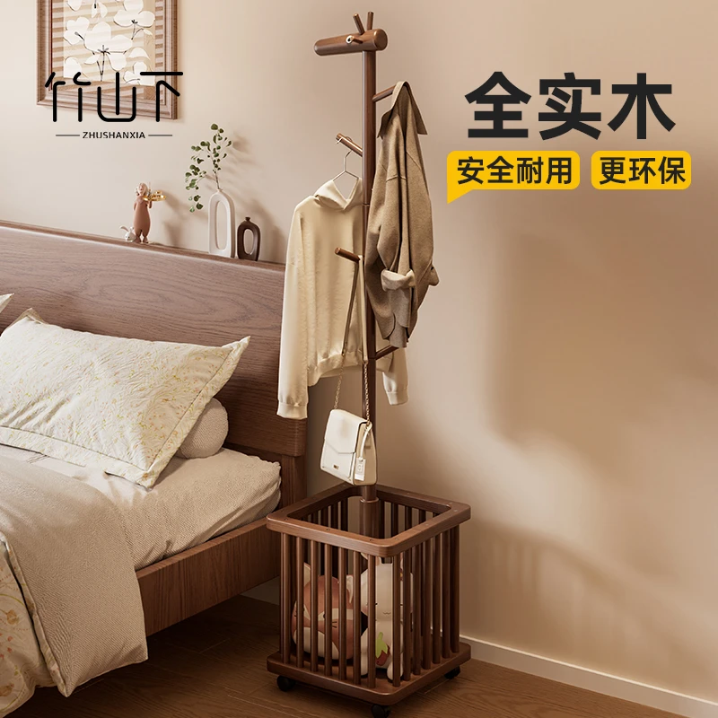 衣架子落地式家用客厅可移动创意实木衣帽架高级感卧室挂衣服架子