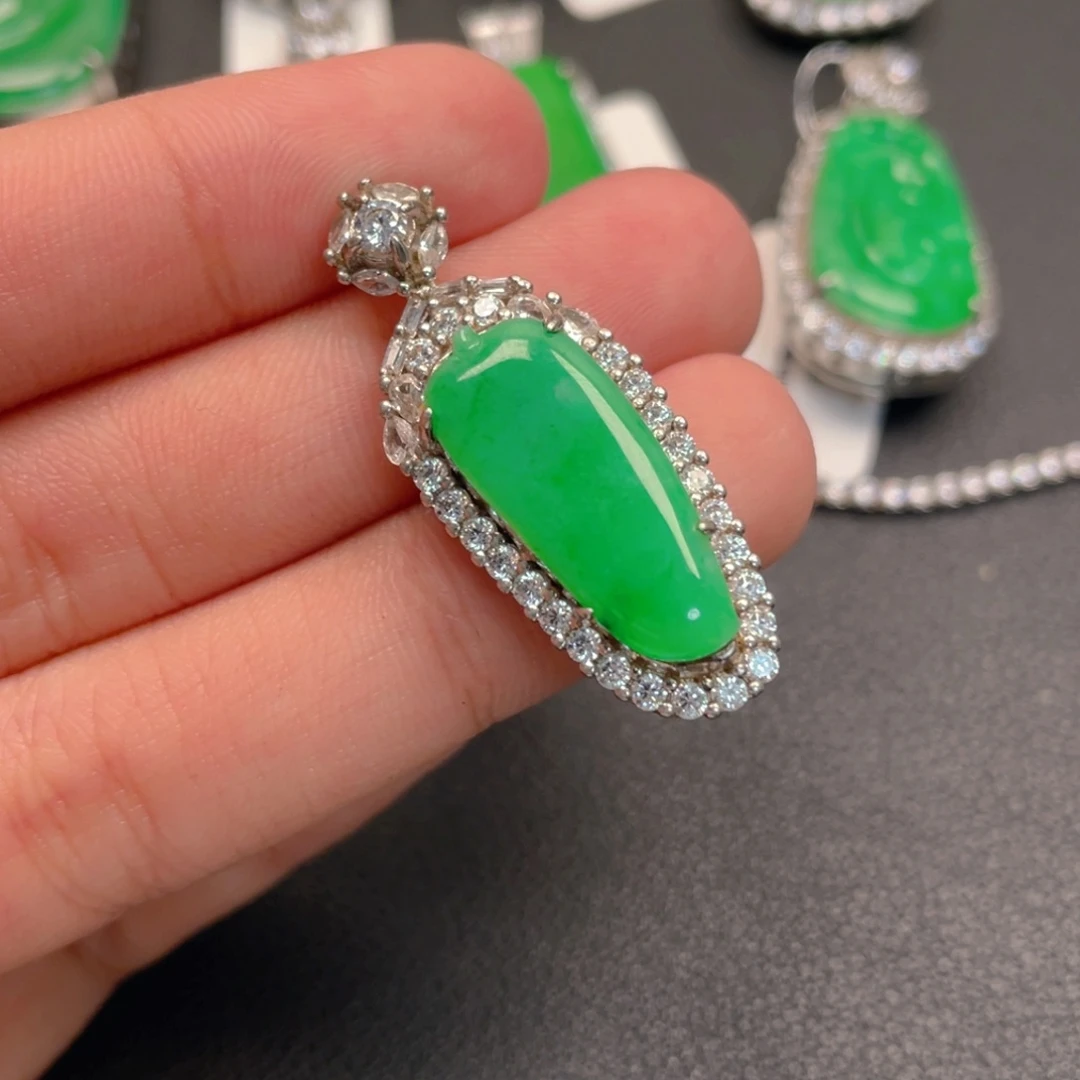翡翠银S925镶嵌吊坠(不含链)