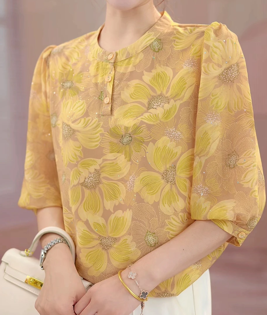 740-[高品质]气质优雅时尚碎花衬衫