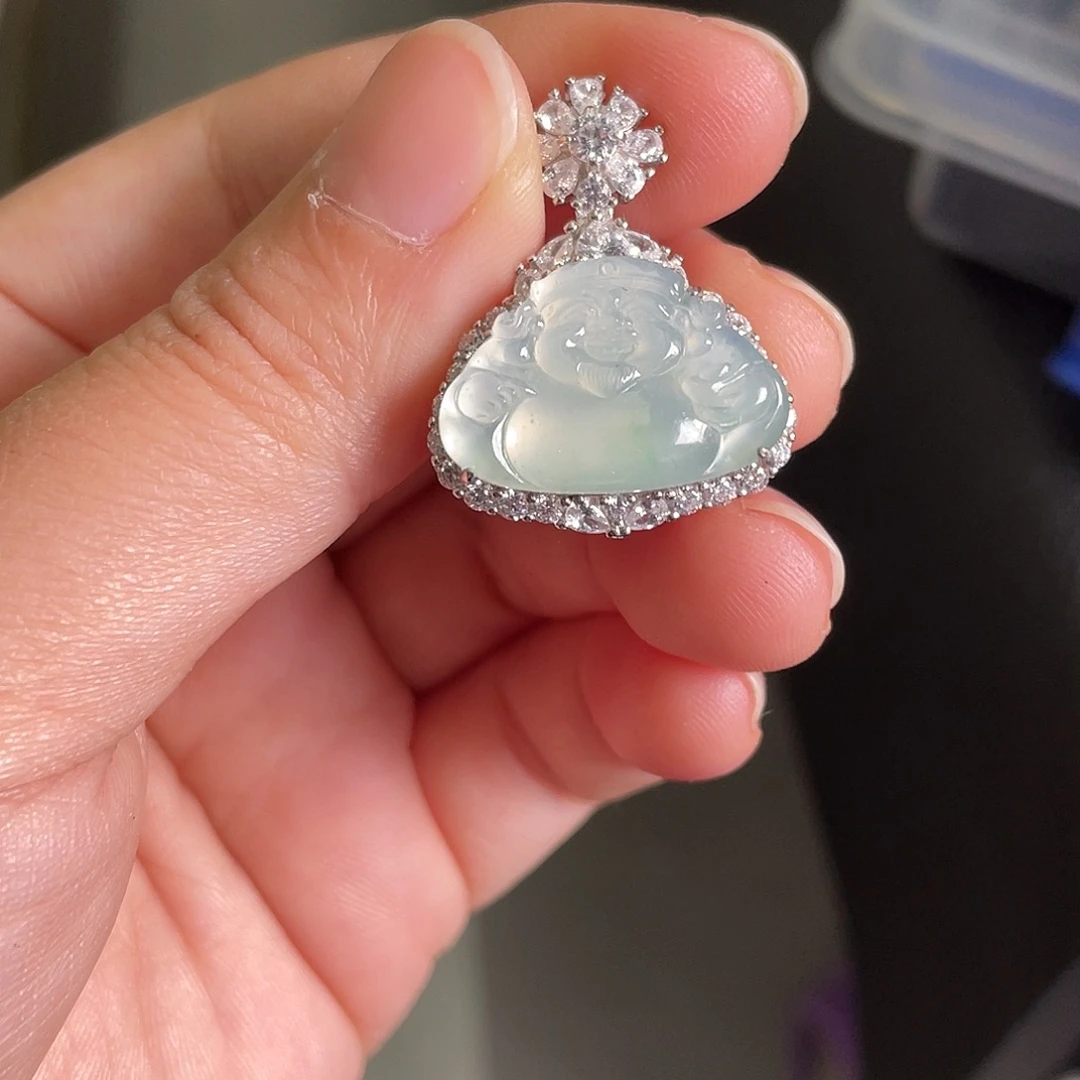 翡翠银S925镶嵌吊坠(不含链)