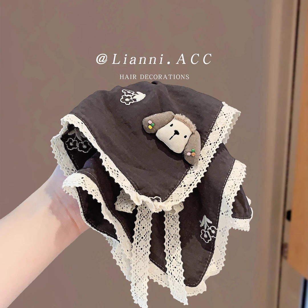 高级感慵懒风百搭布艺抓夹女生咖色花朵裙边小狗大号后脑勺鲨鱼夹