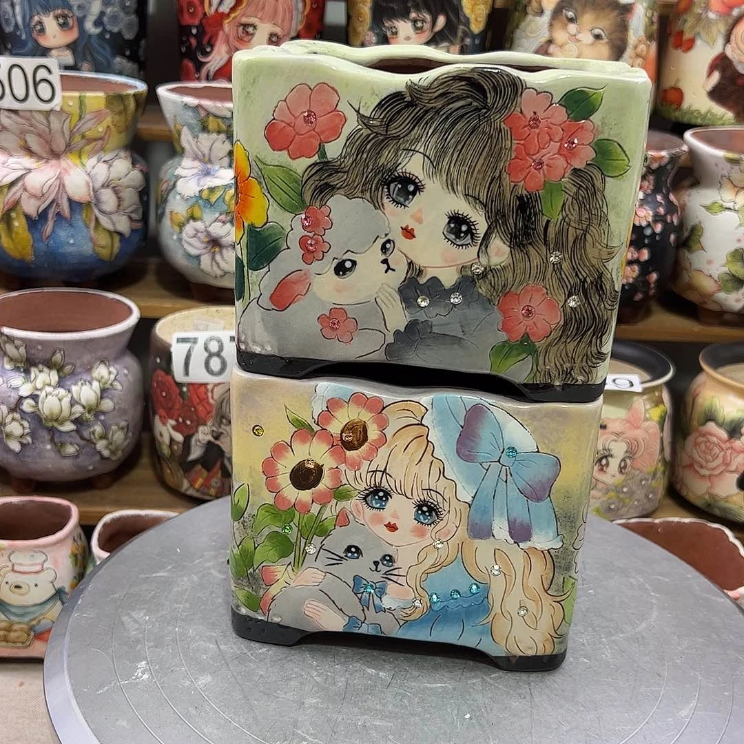 别***娘景德镇炫彩手绘景德镇陶瓷花盆