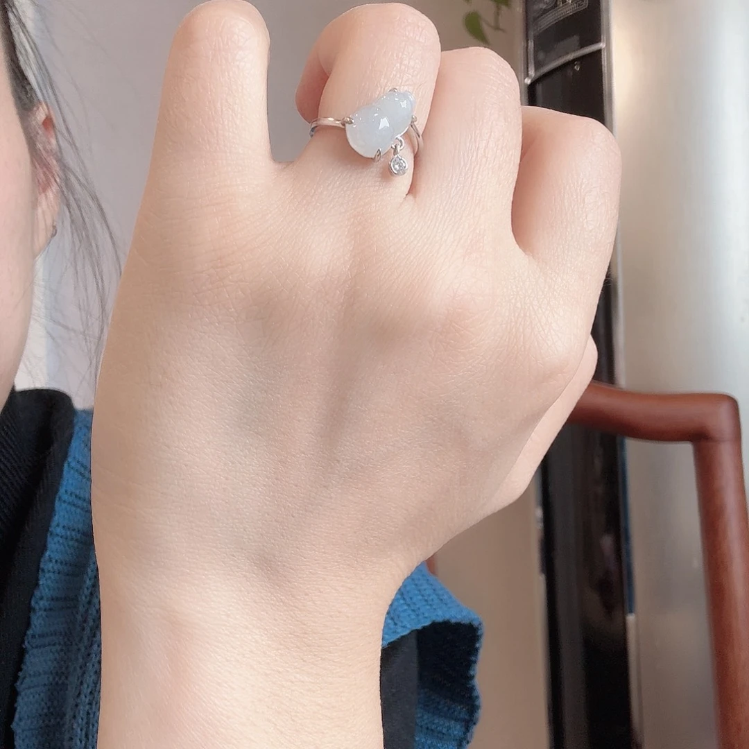 翡翠银S925镀金镶嵌戒指戒指