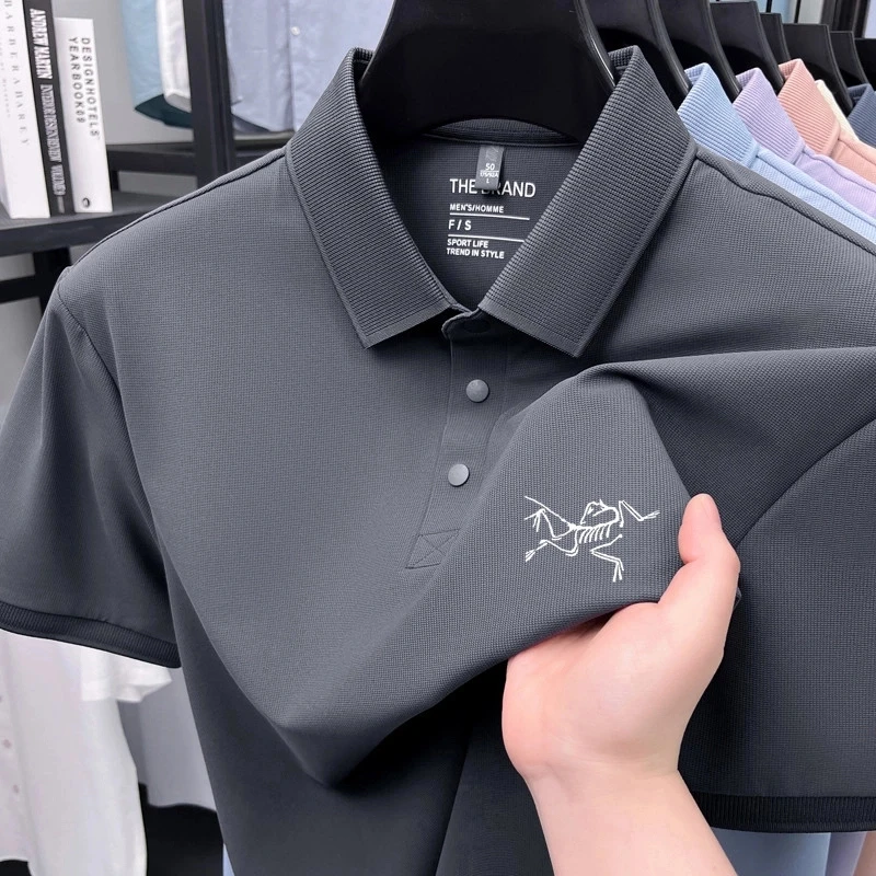 奥特莱斯刺绣款男士短袖恤夏季冰丝高端休闲翻领高档刺绣polo衫