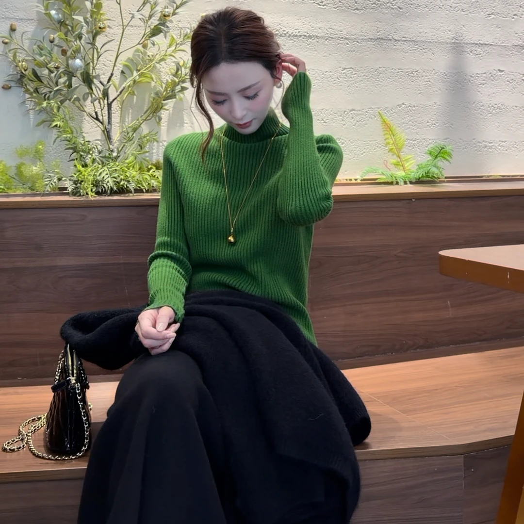岑岑-【加厚款半高领针织秋冬毛衣内搭】冬季百搭修身气质打底