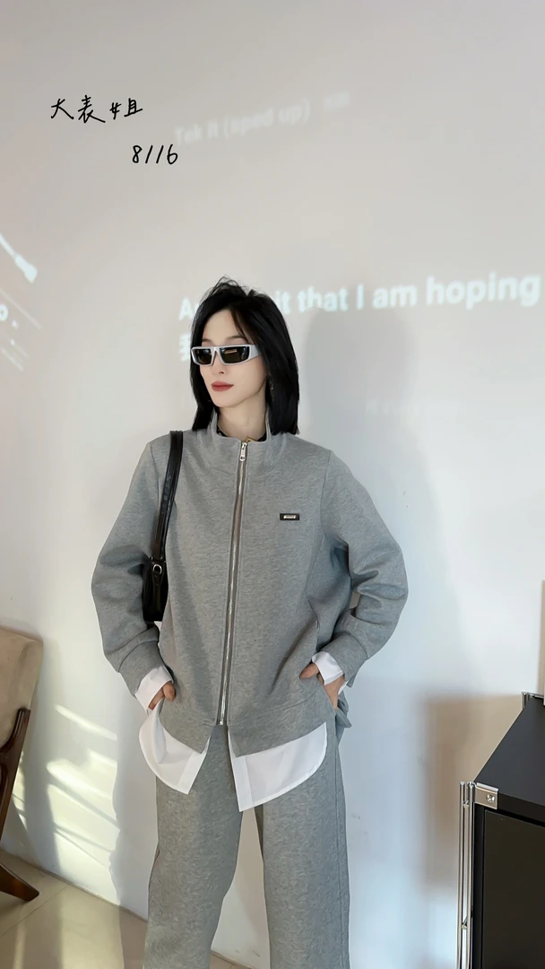 8116大码女装2025新款潮运动服外套女潮春秋季韩版宽松上衣女