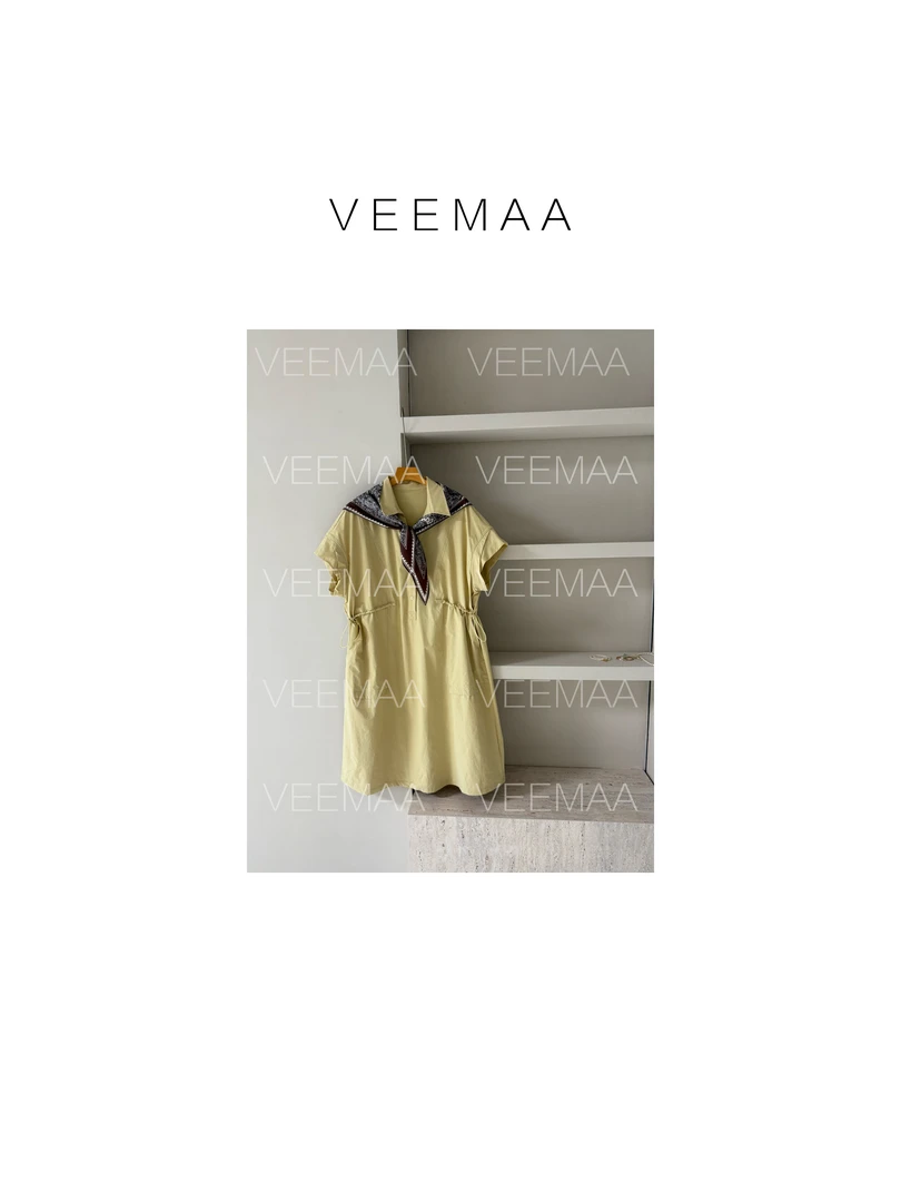 【Veemaa】花语 定制款黄色防晒显瘦连衣裙