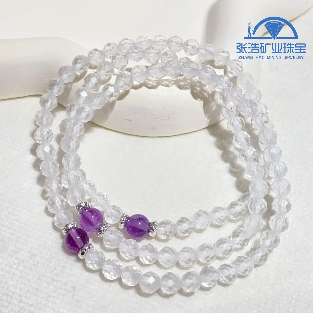 【星浩珠宝】白水晶多圈手串25-6T105L20【多样性发一件】4mm+