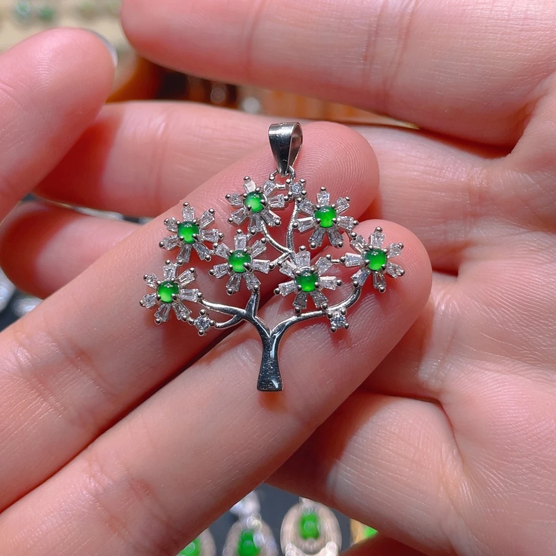 翡翠银S925镶嵌吊坠(不含链)