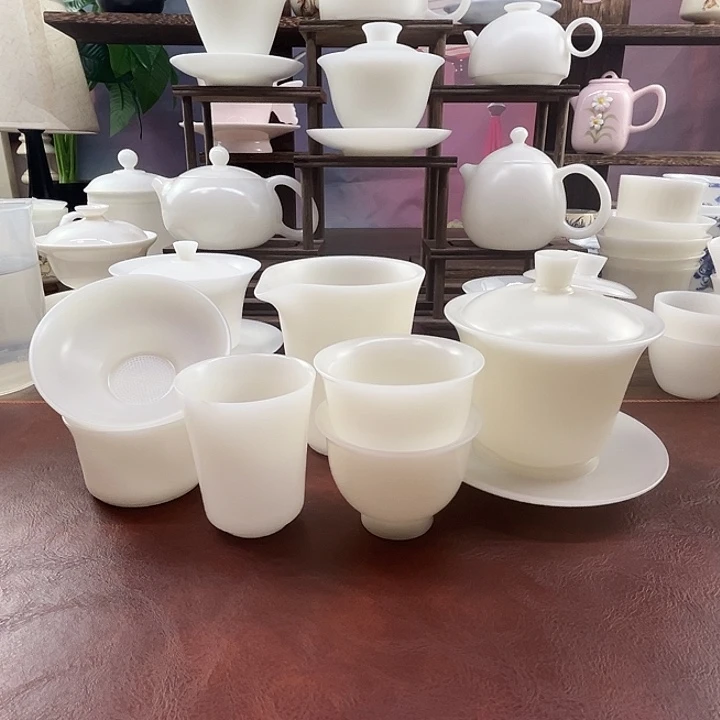 10件套装：隐唐窑系列/璞玉素烧150ml马蹄盖碗套组