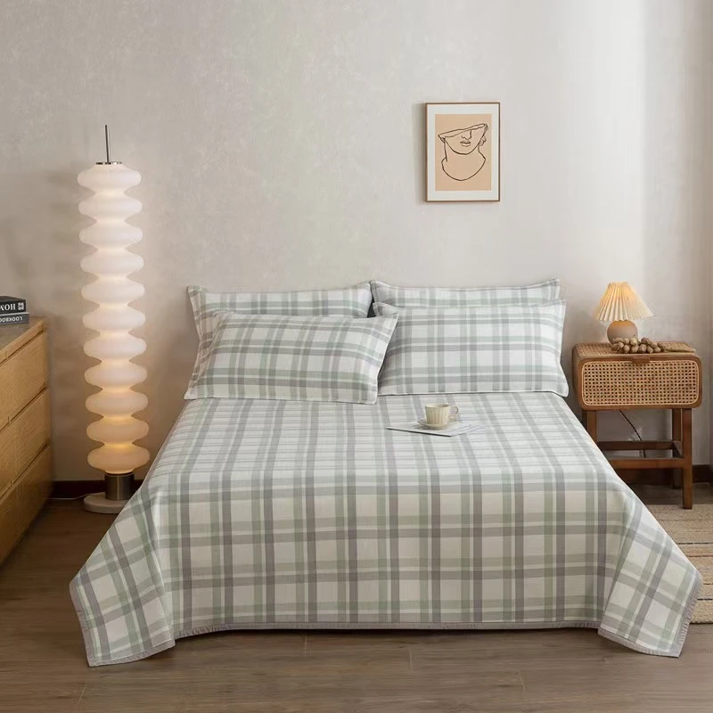 【竹纤维软凉席】双层防滑格子床单透气舒爽可机洗单人床双人床透气