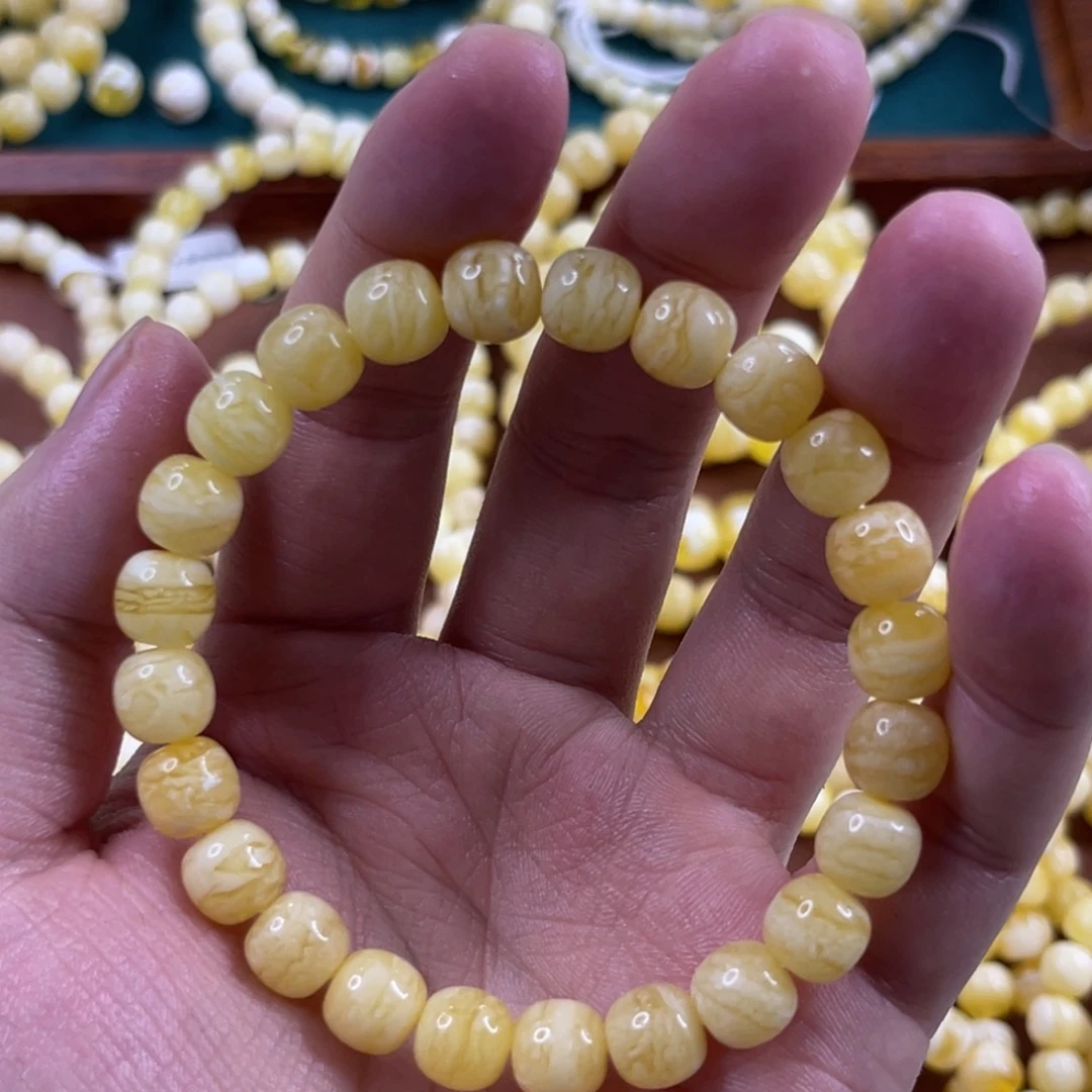 蜜蜡未镶嵌珠宝奇石9mm浓腊虎皮