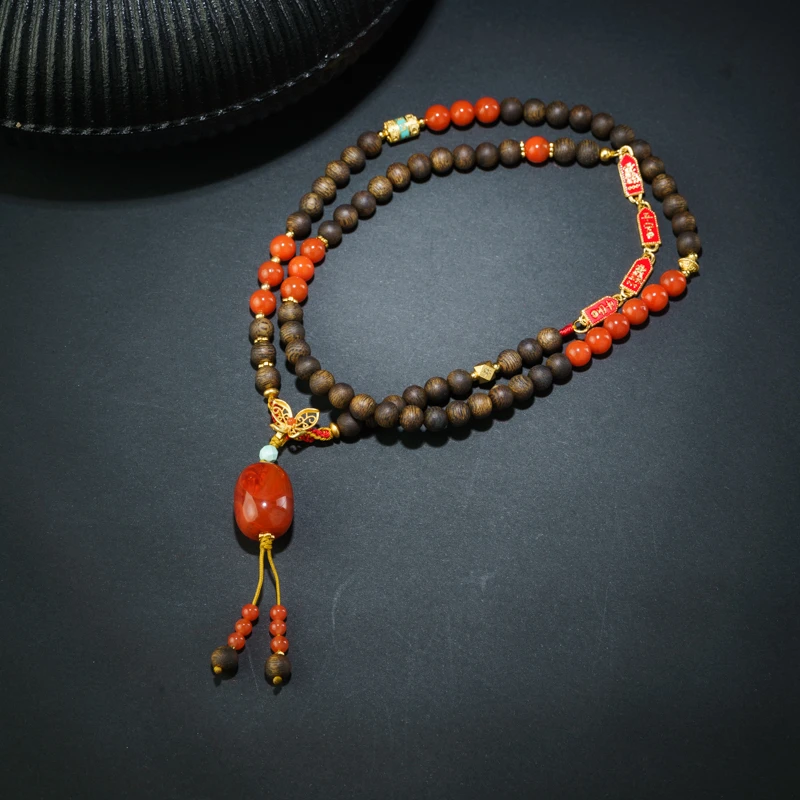 【十宜】奇楠沉香0.5南红项链