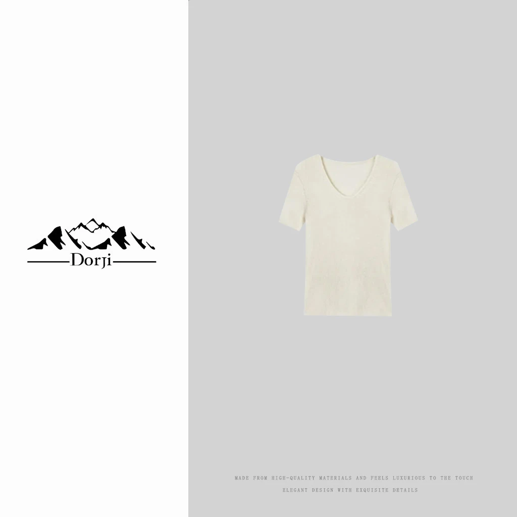 DORJI-女装-夏季新款千金风百搭针织短袖圆领女T恤DJ251KN064