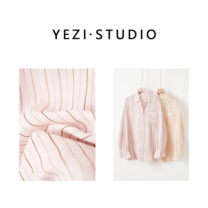 【落日玫瑰】100支苎麻多重水洗工艺松弛显瘦粉条纹衬衫25115058