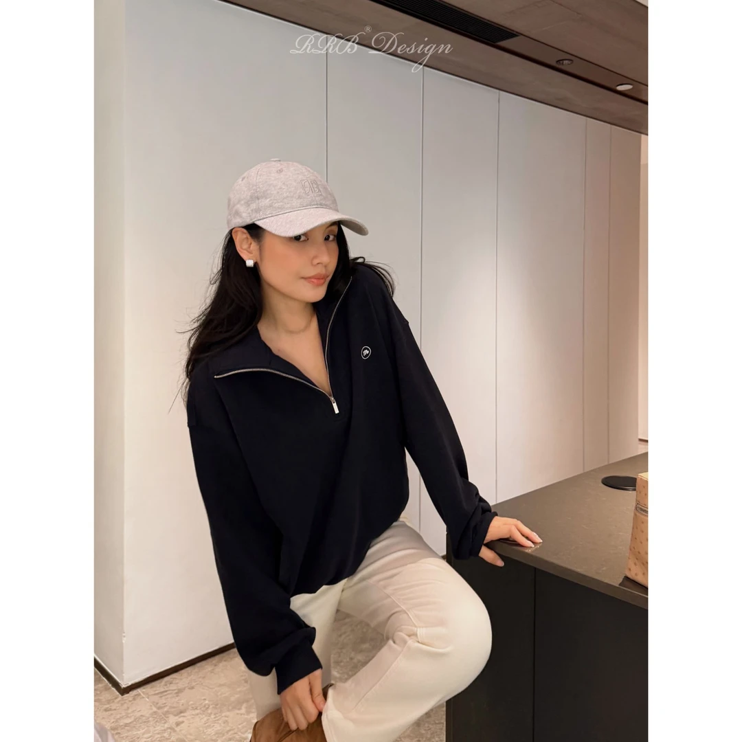 RRB Design「温布尔登」绵羊毛加厚加绒空气层拉链宽松卫衣休闲保暖