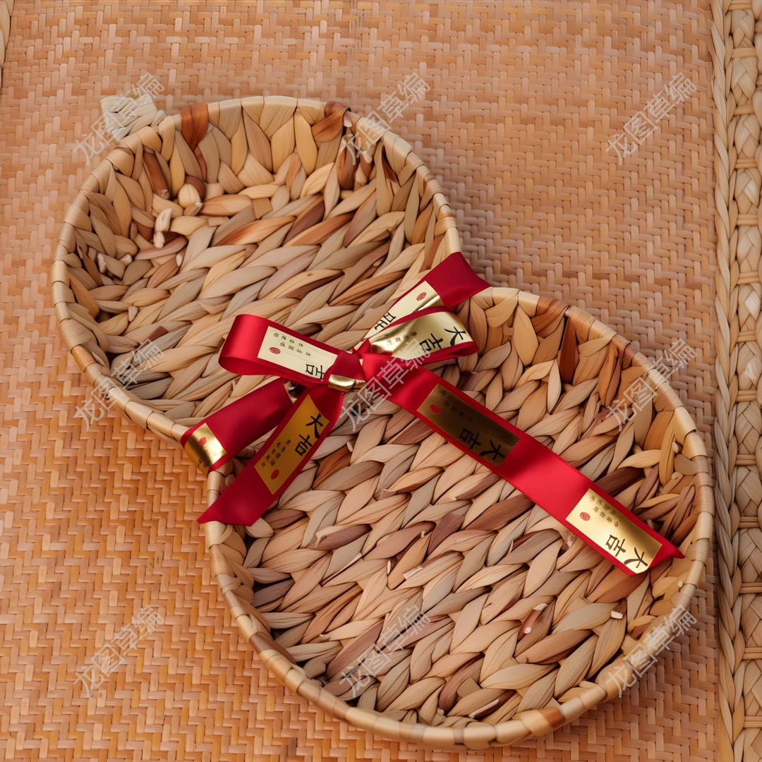 【龙图草编福禄托盘】拍一发二 40*23桌面装饰整理用品纯手工