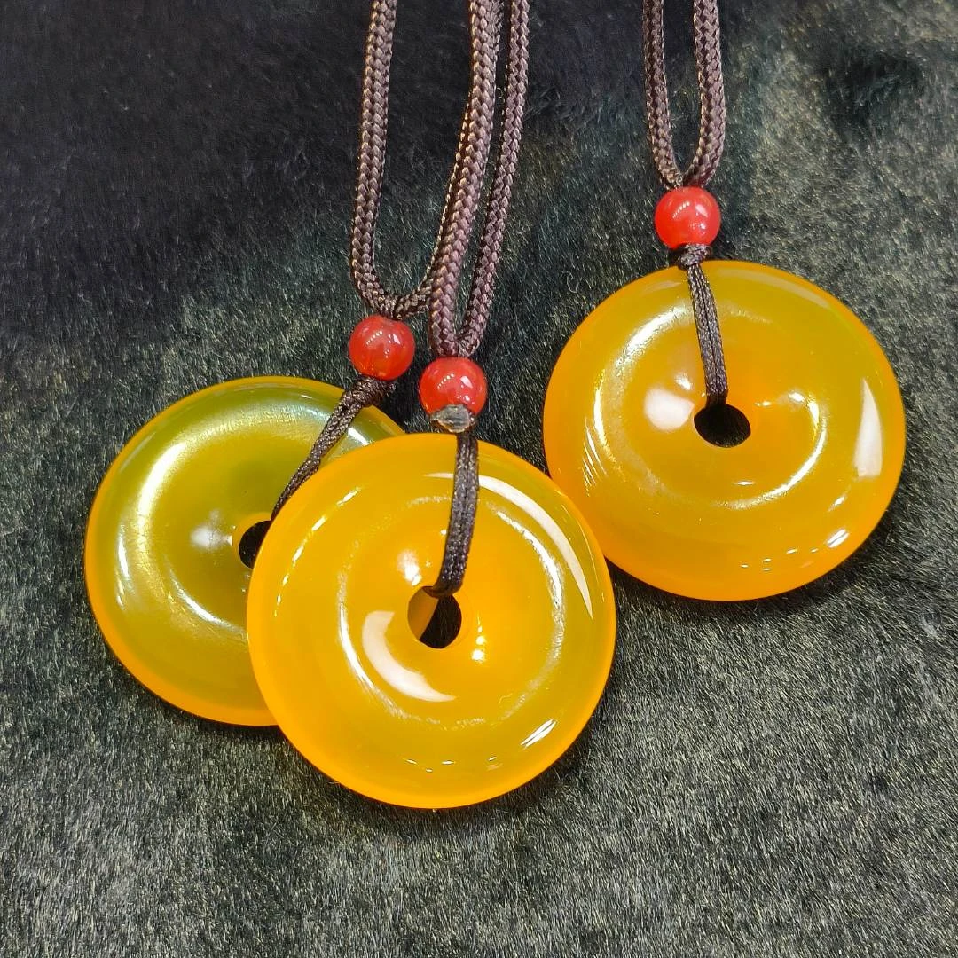 面面来财珠宝【福翠缘】S6415田黄玛瑙黄平安扣吊坠-多样性只发一件