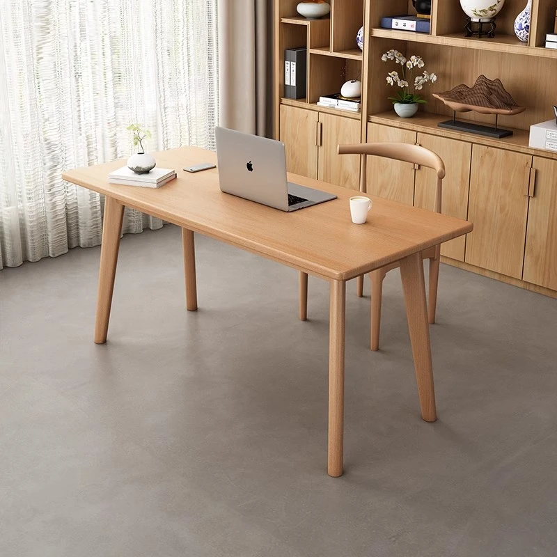 实木电脑桌书桌学生家用写字桌简易台式办公桌长条飘窗桌榉木桌子