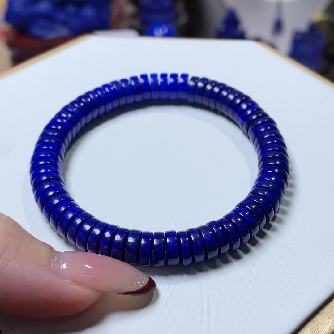 青金石未镶嵌8mm药片手串 双拼色精品