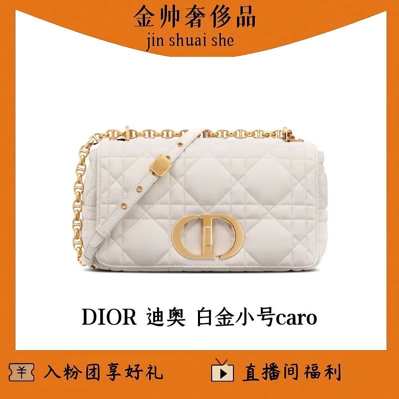 99新 DIOR/迪奥 白金/小号caro/单肩包/B4131