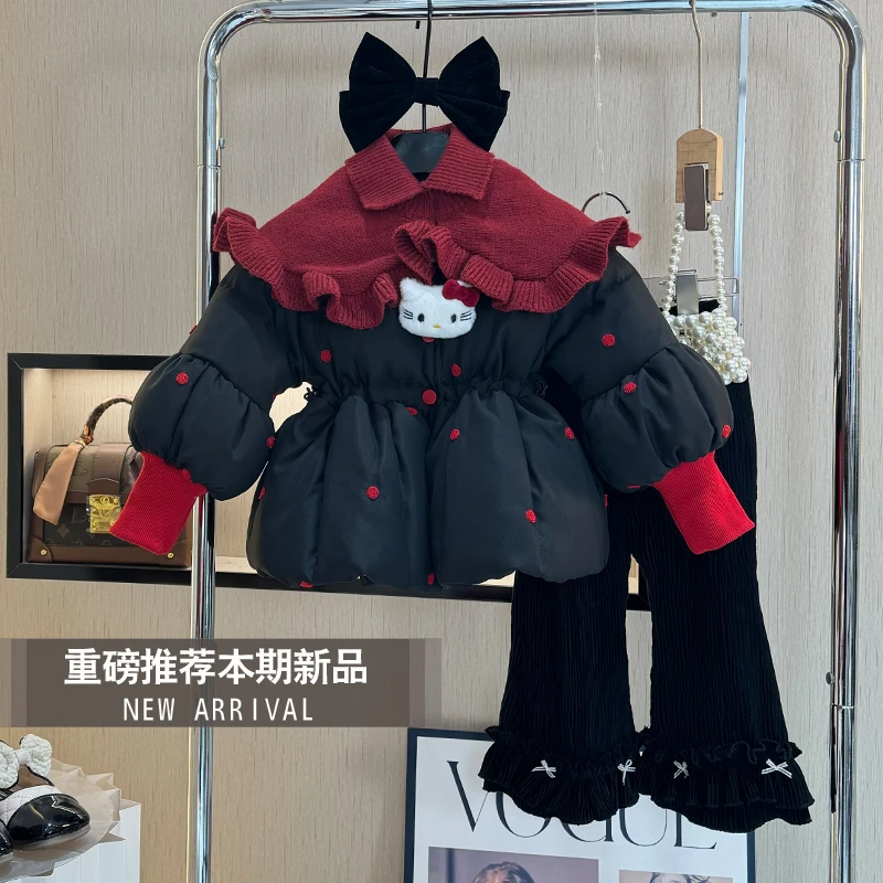 女童冬装2025新款棉服外套小女孩洋气时尚加厚棉衣儿童气质两件套