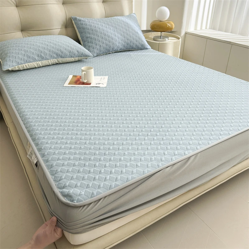 夏天专用床笠款冰丝席冰豆豆凉席三件套家用可机洗折叠空调软凉席