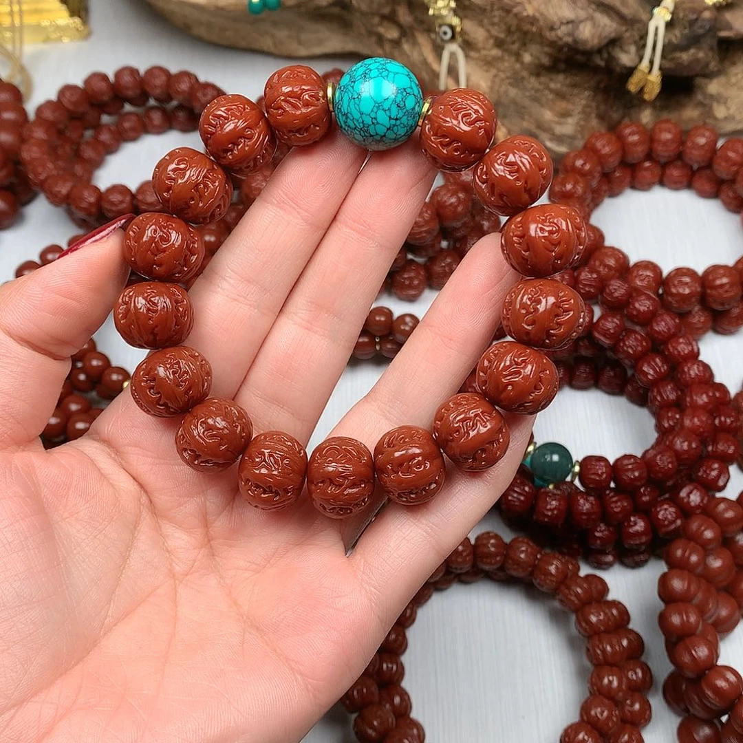 吊坠猴头核桃大龙纹京八棱16➕➕绿