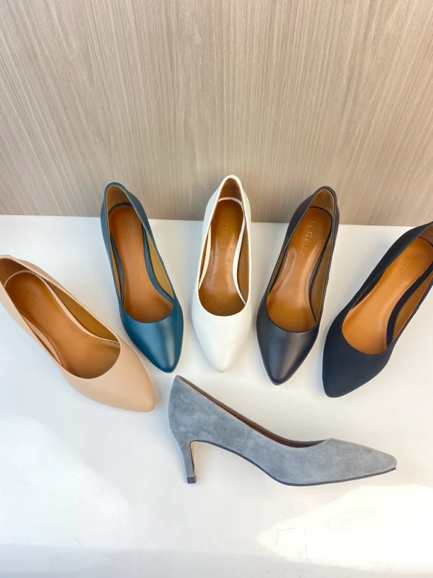2025春季新款尖头单鞋春季细跟全羊皮女鞋气质职业细跟时尚单鞋