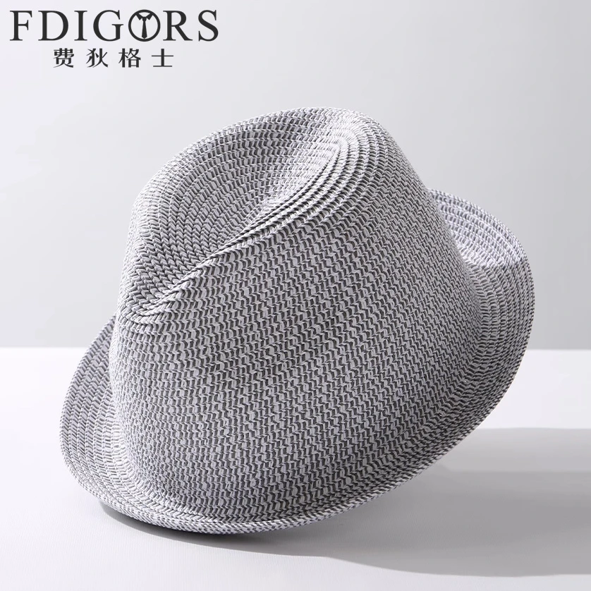 FDIGORS草帽男款夏季新款高端草编透气休闲卷边遮阳帽英伦风礼帽