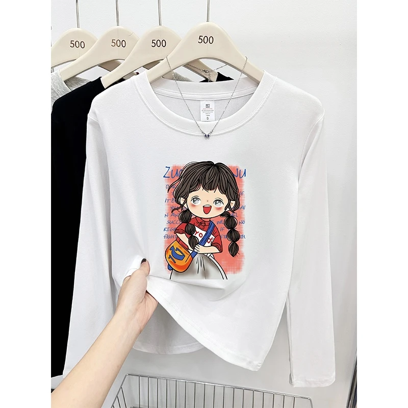 胖mm大码正肩长袖t恤女2025秋季新款韩版时尚洋气圆领打底衫上衣