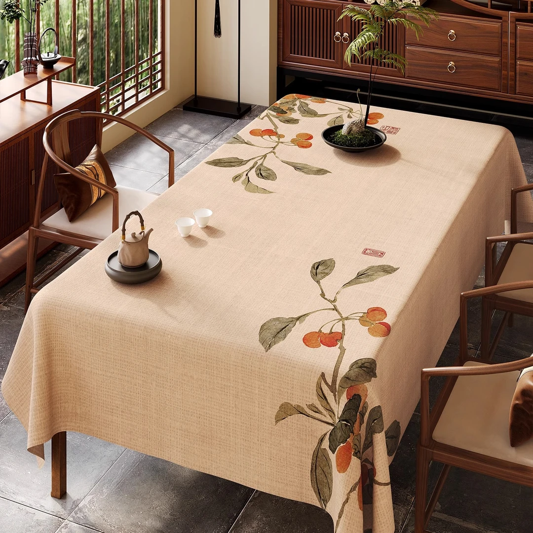 新中式禅意桌布防水防油免洗长方形茶桌布轻奢高级感国风复古台布