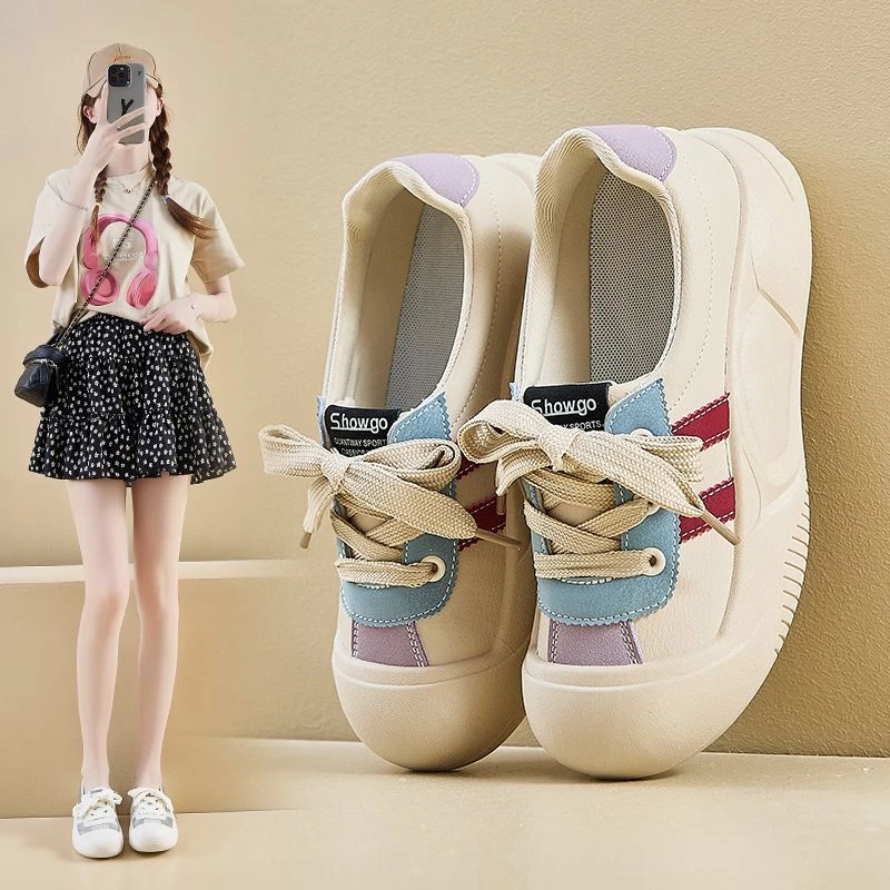 2025春季新款透气软底增高4CM高级感百搭气质休闲小白鞋女