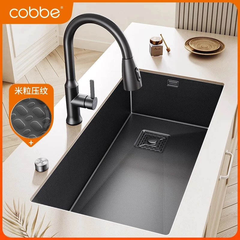 卡贝304不锈钢水槽洗菜盆大单槽池菜盆洗碗槽纳米手工厨房大单槽